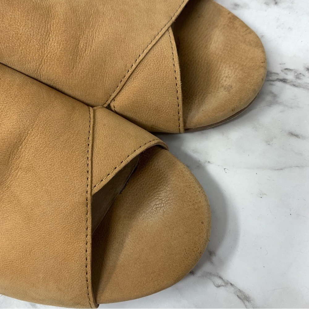 Eileen Fisher Haven Sand Nubuck Open Toe Block Heel Sandal Slides 8 Neutral Chic - Picture 9 of 15